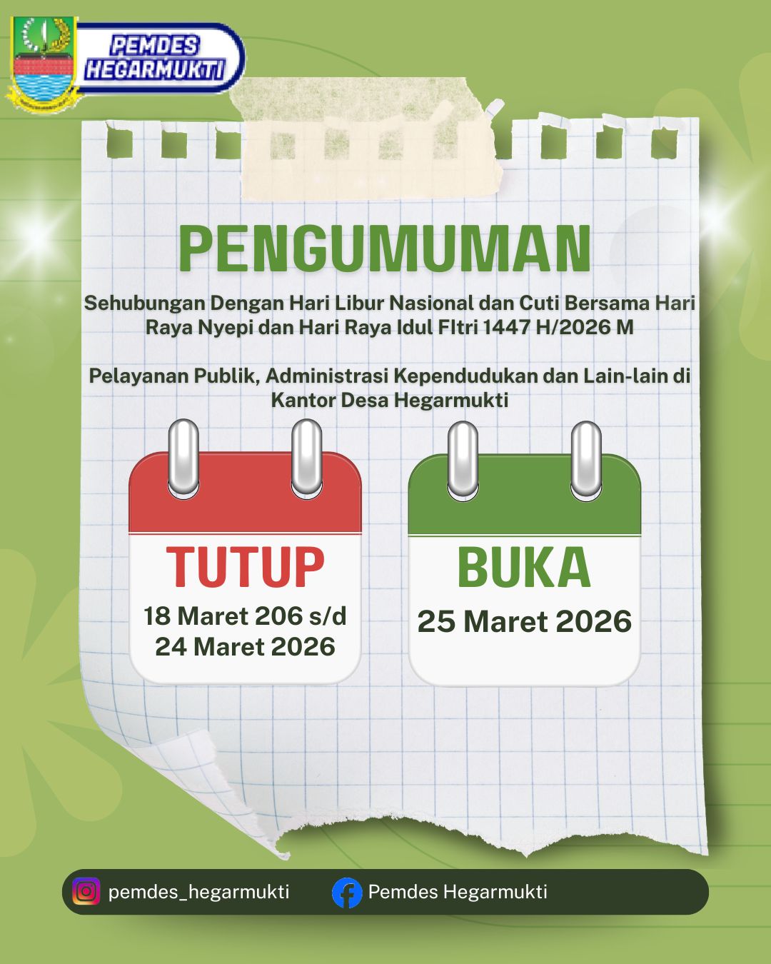 PENGUMUMAN LIBUR DAN CUTI BERSAMA